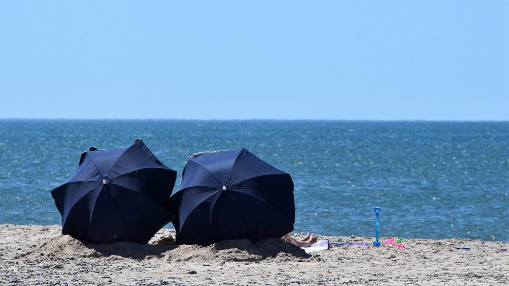 parasol, sunbathing, beach